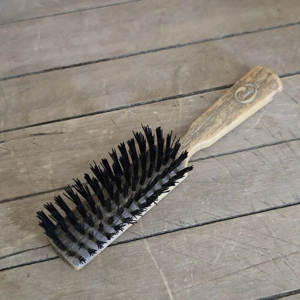 Vintage Goody Hair Brush Plastic Wood Grain 6 Row Made in USA